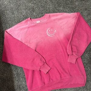 Women's Pink Ombre Smiley Sweatshirt